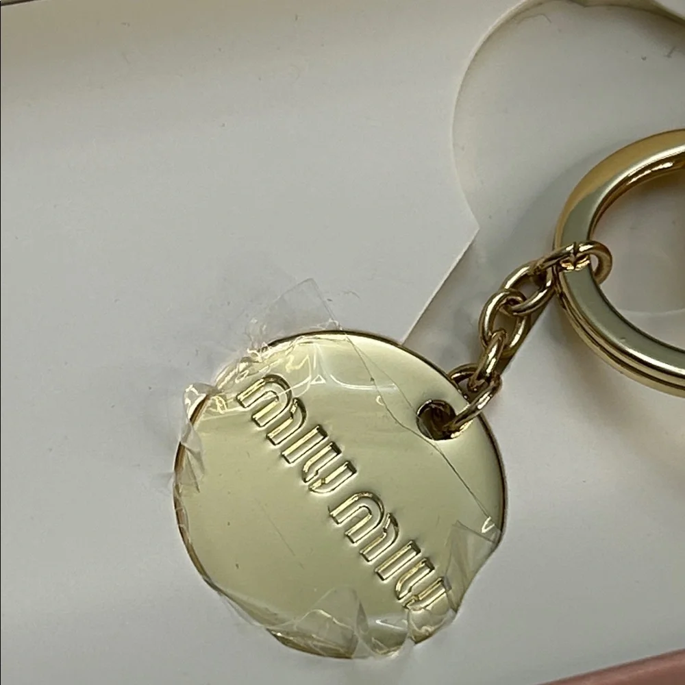 Miu Miu Beaute Yellow Daisy Floral Ribbon Keychain Charm New